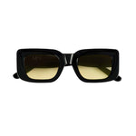 Front View of Marche Black Yellow Sunglasses - Black Acetate Frame Women's Sunglassess, Black Acetate Temples With Moeva Amblem, MOEVA Luxury Swimwear    