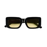 Front View of Marche Black Yellow Sunglasses - Black Acetate Frame Women's Sunglassess, Black Acetate Temples With Moeva Amblem, MOEVA Luxury Swimwear    
