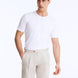 Front View of Model Wearing Marco Semigrey Shorts - MOEVA Luxury Swimwear, Straight-Leg Cut, Pleats at Front, Slip Pockets, MOEVA Luxury Swimwear
