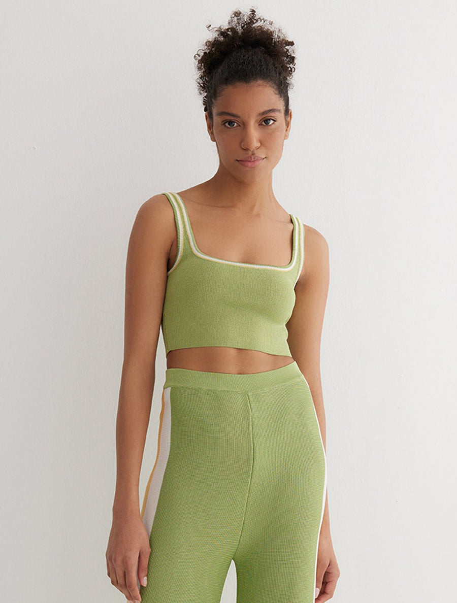 Marea Mint Green/White/Yellow Knitted Scoop-Neck Bustier -RTW Bustiers Moeva