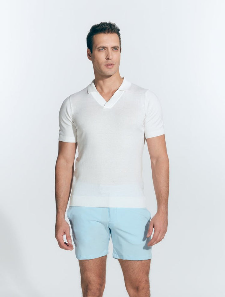 Mark White Polo Shirt With Open Collar -Men Polo Shirts Moeva