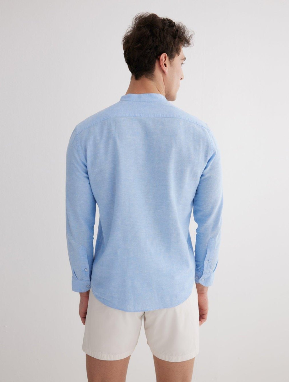 Matteo Baby Blue Shirt - Long Sleeve Linen Shirt | MOEVA Moeva
