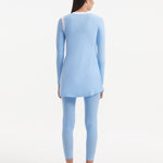 Back view of the Meissa Baby Blue Burkini, showcasing the seamless, elegant design.