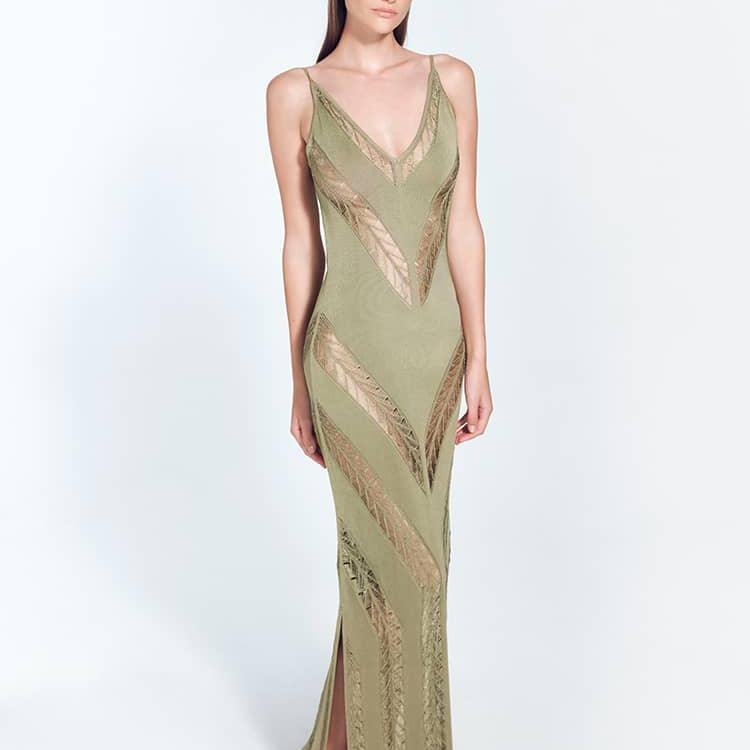 Mimi Shiny Green Knit Sleeveless Maxi Dress | Moeva | Dress | Each week unveils new pieces—luxury swimwear, fluid resort silhouettes, and elevated summer-to-evening essentials designed to carry you from coastal escapes to city nights.