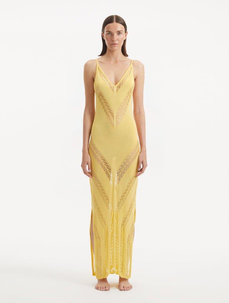Sevval Sahin - Mimi Yellow Knit Sleeveless Maxi Dress | Moeva | Dress | Each week unveils new pieces—luxury swimwear, fluid resort silhouettes, and elevated summer-to-evening essentials designed to carry you from coastal escapes to city nights.