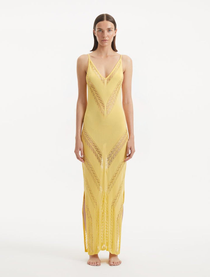 Yellow Lace, Spandex and Tulle Trumpet Prom Dress - Promfy
