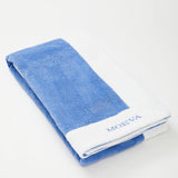 Close Up View of Monaco Blue/White Towel -  Super Absorbent, Quick Drying, Cotton Beach Towel, MOEVA Luxury Swimwear   