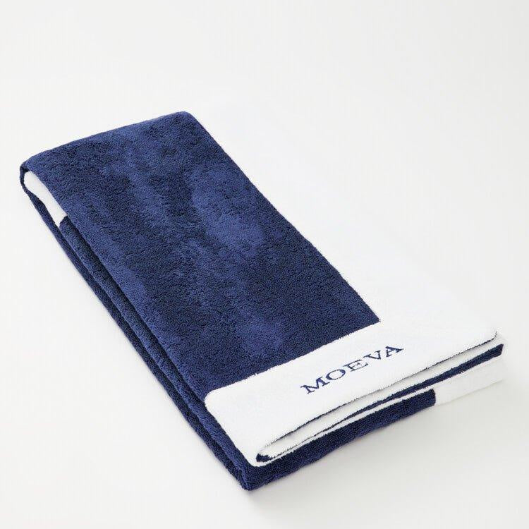 Monaco Dark Blue/White Towel | Moeva | Towel | Each week unveils new pieces—luxury swimwear, fluid resort silhouettes, and elevated summer-to-evening essentials designed to carry you from coastal escapes to city nights.