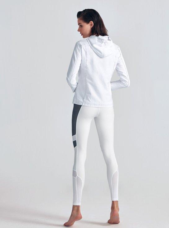 Morgan White/Silver Jacket | Moeva | Activewear | Each week unveils new pieces—luxury swimwear, fluid resort silhouettes, and elevated summer-to-evening essentials designed to carry you from coastal escapes to city nights.