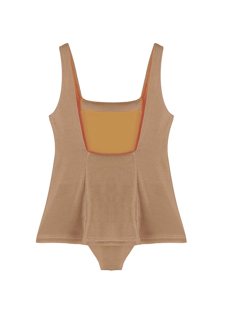 Nil Bronze Square-Neck Pocket Detail Kids Swimsuit | Moeva | Swimsuit | Each week unveils new pieces—luxury swimwear, fluid resort silhouettes, and elevated summer-to-evening essentials designed to carry you from coastal escapes to city nights.