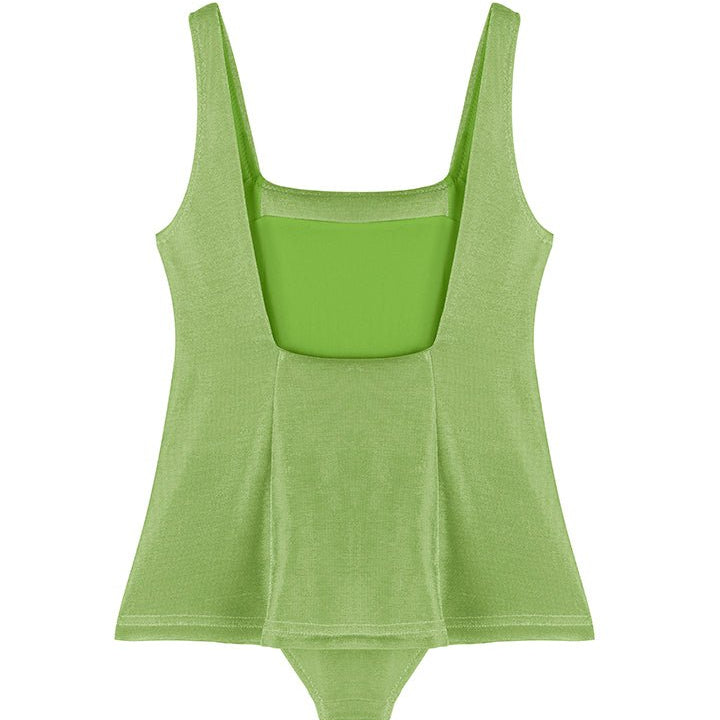 Nil Green Square-Neck Pocket Detail Kids Swimsuit | Moeva | Swimsuit | Each week unveils new pieces—luxury swimwear, fluid resort silhouettes, and elevated summer-to-evening essentials designed to carry you from coastal escapes to city nights.