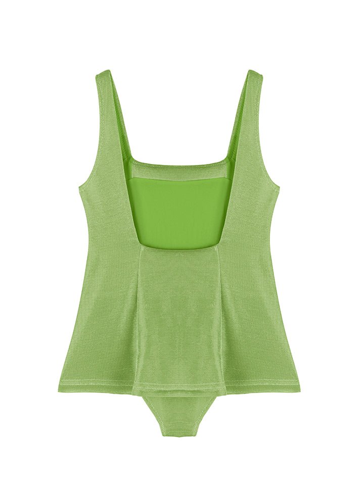 Nil Green Square-Neck Pocket Detail Kids Swimsuit | Moeva | Swimsuit | Each week unveils new pieces—luxury swimwear, fluid resort silhouettes, and elevated summer-to-evening essentials designed to carry you from coastal escapes to city nights.