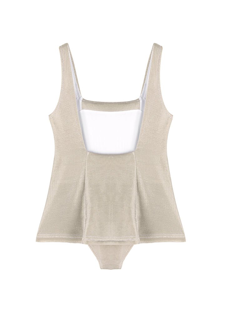 Nil Silver Square-Neck Pocket Detail Kids Swimsuit | Moeva | Swimsuit | Each week unveils new pieces—luxury swimwear, fluid resort silhouettes, and elevated summer-to-evening essentials designed to carry you from coastal escapes to city nights.