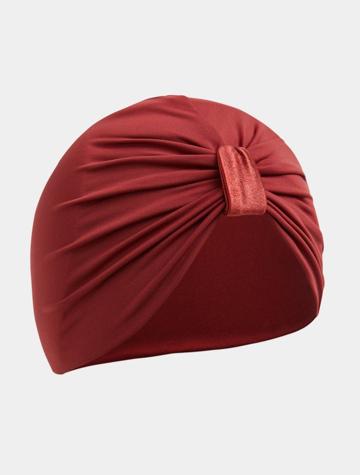 Noor Red Ochre Satin Turban Headband With Twist-Front -Women Hair Accessories Moeva