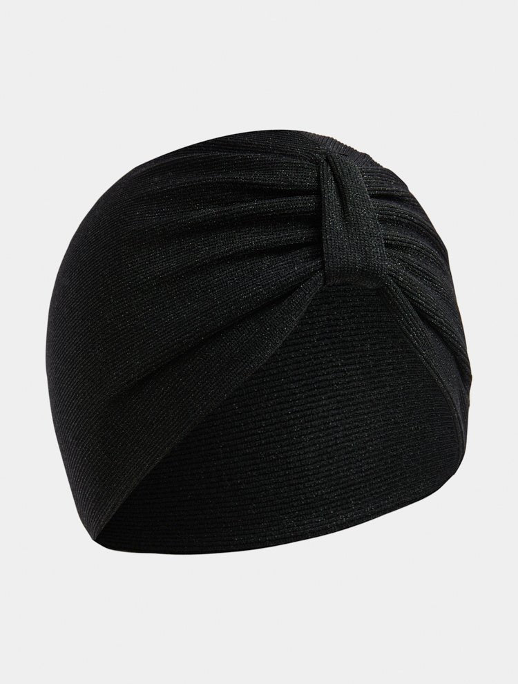 Noor Shiny Black Turban Headband With Twist-Front -Women Hair Accessories Moeva