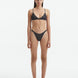 Front View: Model in North Silver Bikini Set- MOEVA Luxury Swimwear, Low Waist, Small Bottom Coverage, Knitted, MOEVA Luxury Swimwear