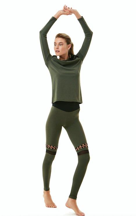 Orla Army Green Leggings | Moeva | Activewear | Each week unveils new pieces—luxury swimwear, fluid resort silhouettes, and elevated summer-to-evening essentials designed to carry you from coastal escapes to city nights.