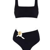 Patrizia Black Square Neck High Waist Bikini Set | Moeva | Bikini Sets | Each week unveils new pieces—luxury swimwear, fluid resort silhouettes, and elevated summer-to-evening essentials designed to carry you from coastal escapes to city nights.