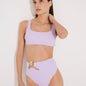 "Front View of Patrizia Lilac Bikini Bottom – High-Waist with Elegant Cut-Out Details"