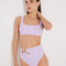 "Front view of Patrizia lilac bikini set, highlighting the chic square neckline and supportive fabric."