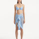 "Model wearing the Raiden Baby Blue Pareo from the front, highlighting the unique wavy detail and adjustable front tie."