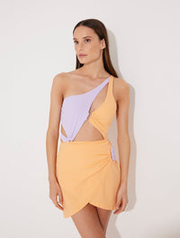 Ramona Orange/Lilac Skirt - Wrap High Rise Mini Skirt