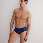 Ricardo Blue/Grey/Baby Blue Quick Dry Swim Briefs with Drawcord | Moeva | Briefs | Each week unveils new pieces—luxury swimwear, fluid resort silhouettes, and elevated summer-to-evening essentials designed to carry you from coastal escapes to city nights.