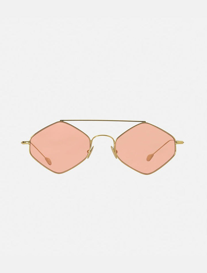 Rigaut Orange Hexagonal Shaped Sunglasses With Gold Double Bridge -Women Sunglasses Moeva