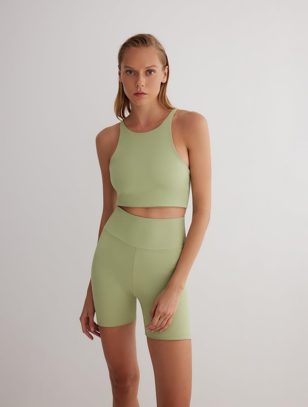 Rocco Green/Nude Reversible Shorts | Moeva | Women Beachwear Shorts | Each week unveils new pieces—luxury swimwear, fluid resort silhouettes, and elevated summer-to-evening essentials designed to carry you from coastal escapes to city nights.
