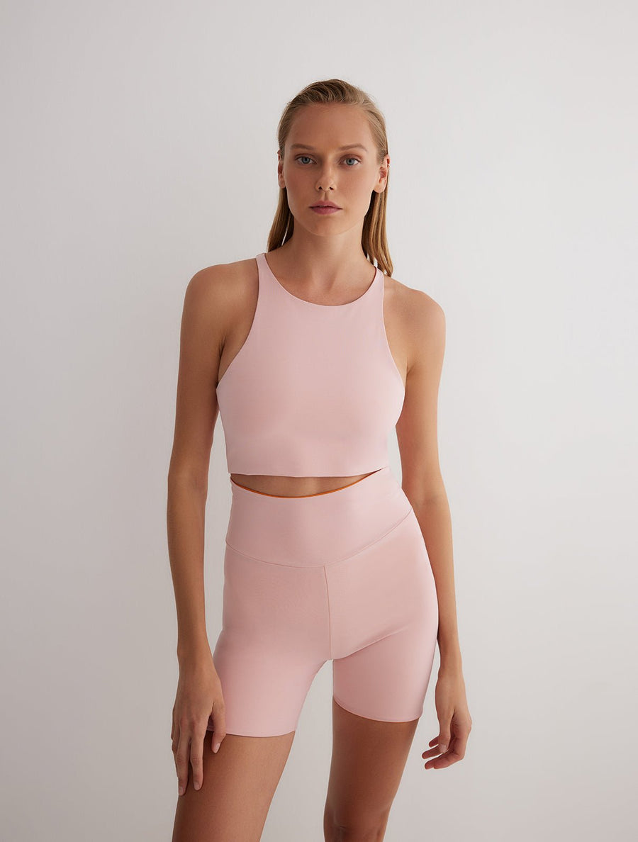 Rocco Orange/Pink Reversible Mini High Waist Shorts -Women Beachwear Shorts Moeva