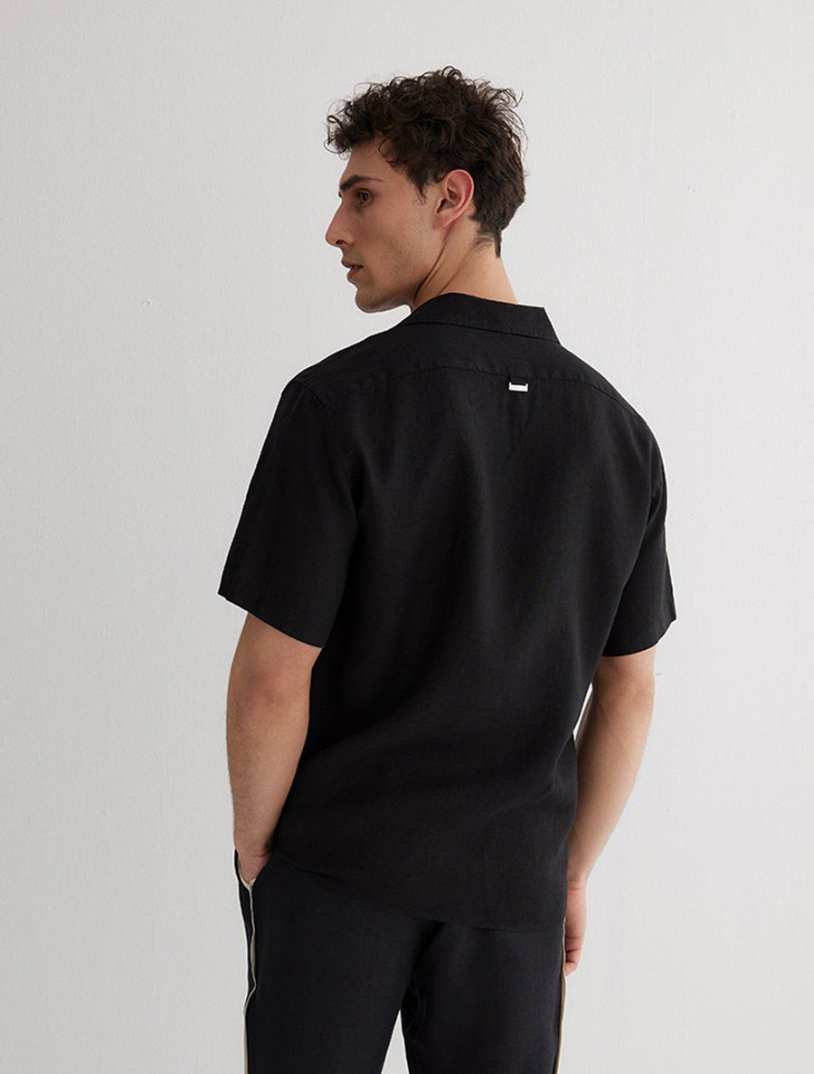 Romeo Black Shirt - Short Sleeve Linen Shirt | MOEVA Moeva