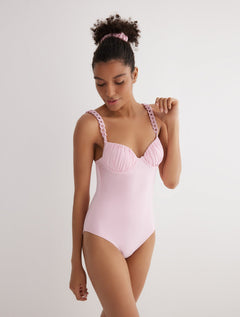 Ronja Pink Moulded Cup Swimsuit With Chain Straps -Swimsuit Moeva
