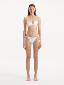 Salila White Bikini Set displaying the balconette style and wavy texture.
