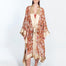 "Front view of a model in the Salina Floral Abstract Kaftan, showcasing its ankle-length design and elegant cut."