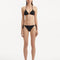 Sarita Black Bikini Bottom displaying the low-waist design and detailed stitching.