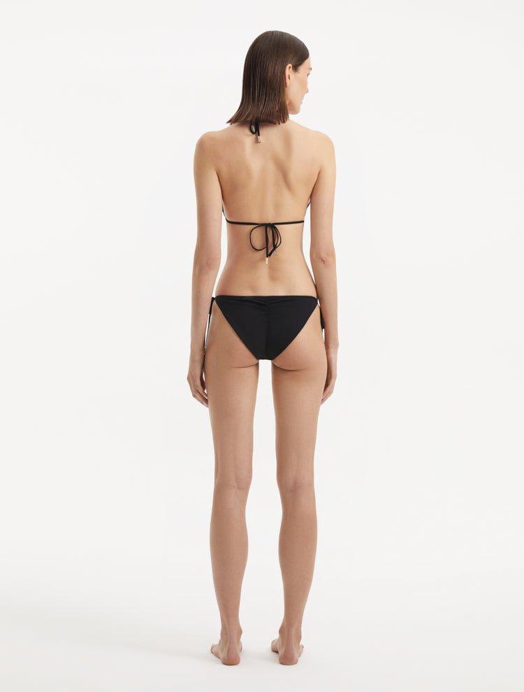  Back view of the Sarita Black Bikini Set, highlighting the sleek silver clasps and seamless design.