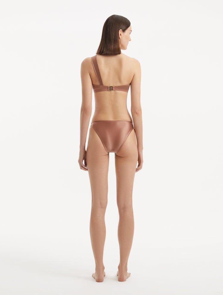 Sereia Brown One Shoulder Satin Bikini Top | Moeva | Bikini Top | Each week unveils new pieces—luxury swimwear, fluid resort silhouettes, and elevated summer-to-evening essentials designed to carry you from coastal escapes to city nights.