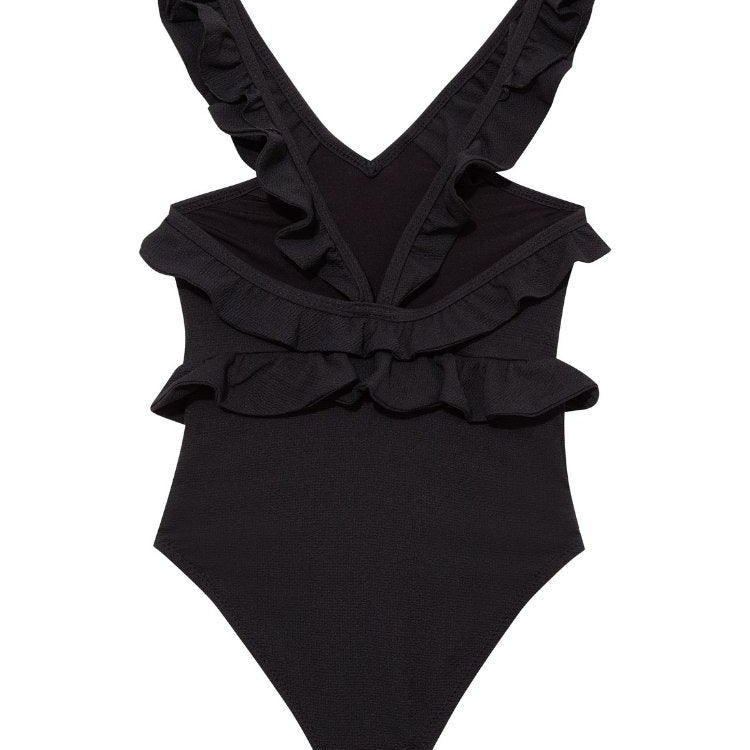 Sissy Black Ruffled Textured Kids Swimsuit | Moeva | Swimsuit | Each week unveils new pieces—luxury swimwear, fluid resort silhouettes, and elevated summer-to-evening essentials designed to carry you from coastal escapes to city nights.