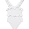 Front view of the Sissy White Swimsuit showcasing its elegant white color and V-neck design.