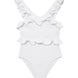 Front view of the Sissy White Swimsuit showcasing its elegant white color and V-neck design.