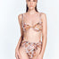 "Front view: Skylar Floral Abstract Bikini Bottom - High-rise silhouette with twist-front detail and high-leg cut."