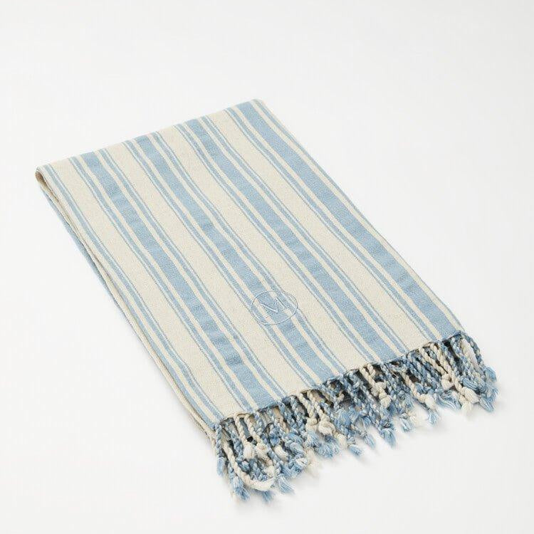 Sole Light Blue/Beige Pestemal | Moeva | Towel | Each week unveils new pieces—luxury swimwear, fluid resort silhouettes, and elevated summer-to-evening essentials designed to carry you from coastal escapes to city nights.