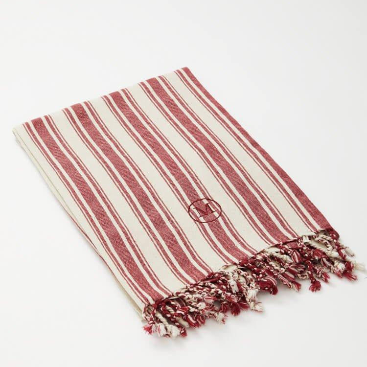 Sole Light Burgundy/Beige Pestemal | Moeva | Towel | Each week unveils new pieces—luxury swimwear, fluid resort silhouettes, and elevated summer-to-evening essentials designed to carry you from coastal escapes to city nights.