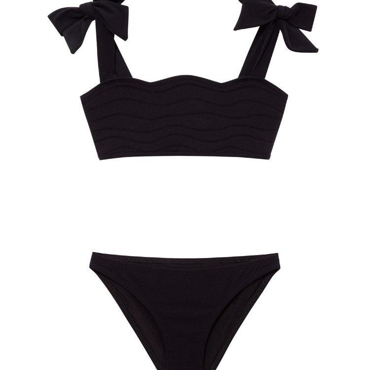 Tia Black Kids Bikini Set with Bow Strap Detail | Moeva | Bikini Set | Each week unveils new pieces—luxury swimwear, fluid resort silhouettes, and elevated summer-to-evening essentials designed to carry you from coastal escapes to city nights.