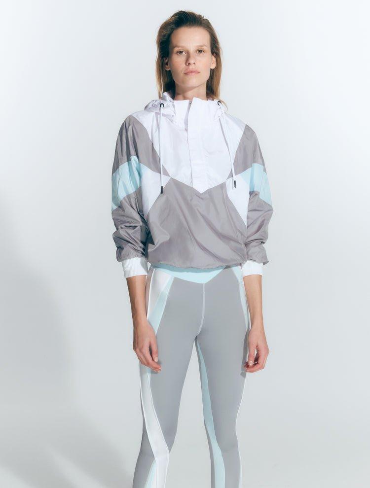 Virginia Green/Grey/White Jacket | Moeva | Activewear | Each week unveils new pieces—luxury swimwear, fluid resort silhouettes, and elevated summer-to-evening essentials designed to carry you from coastal escapes to city nights.